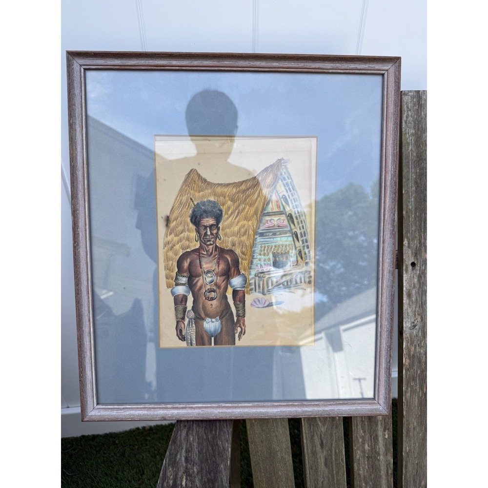 Drawing Framed Art King‎ Of Kiriwina Trobriand Wilfred T. Neill Indigenous 1944